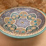 Ancien Plat Service Couscous Faïence Polychrome Maroc XIXÈME #B085