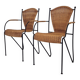 Pair of wicker and iron armchairs by Frederic Weinberg, United States, 1950s.