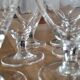 6 small vintage engraved glass stemware