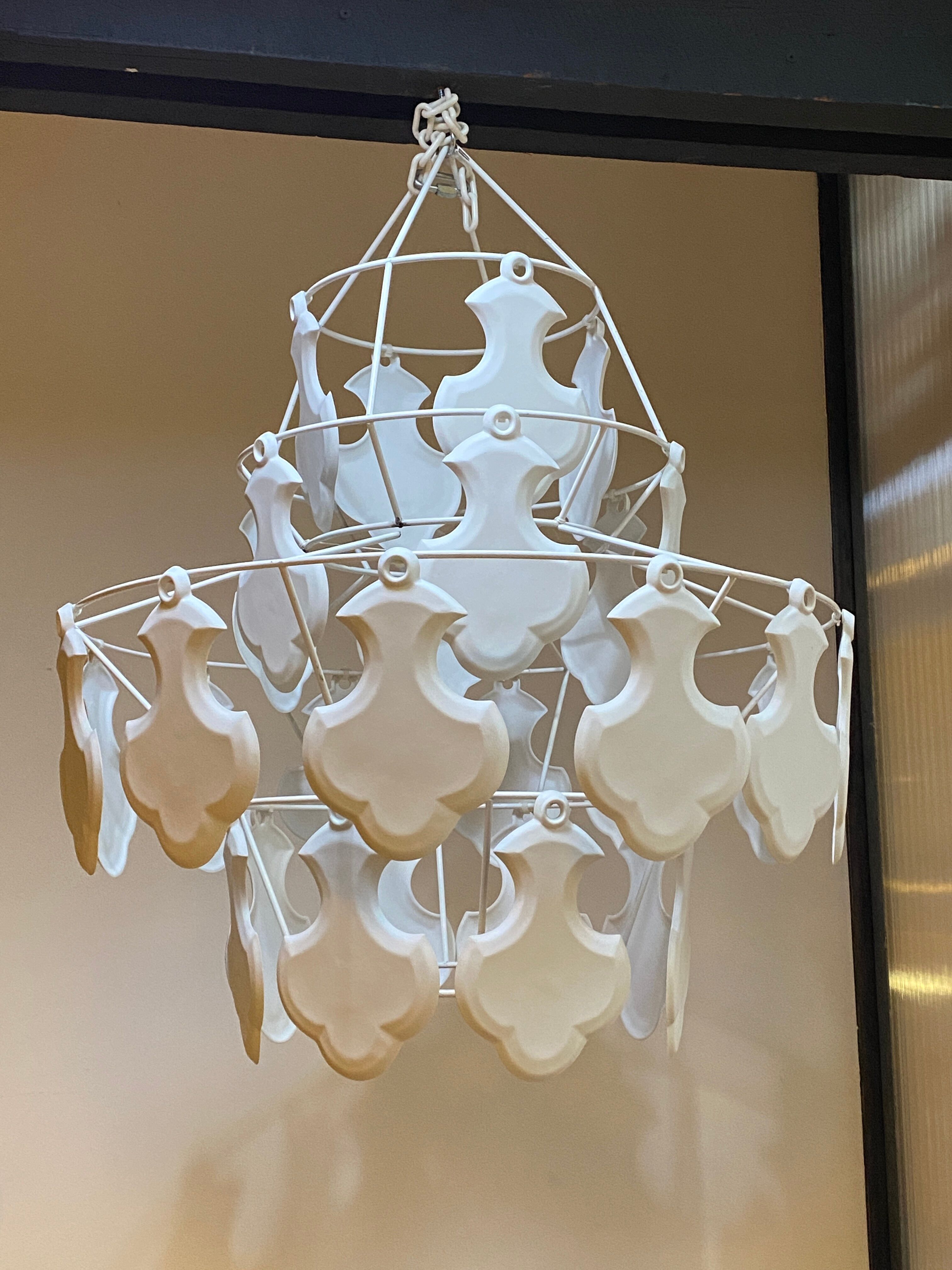 Virebent lithophane chandelier with tassels