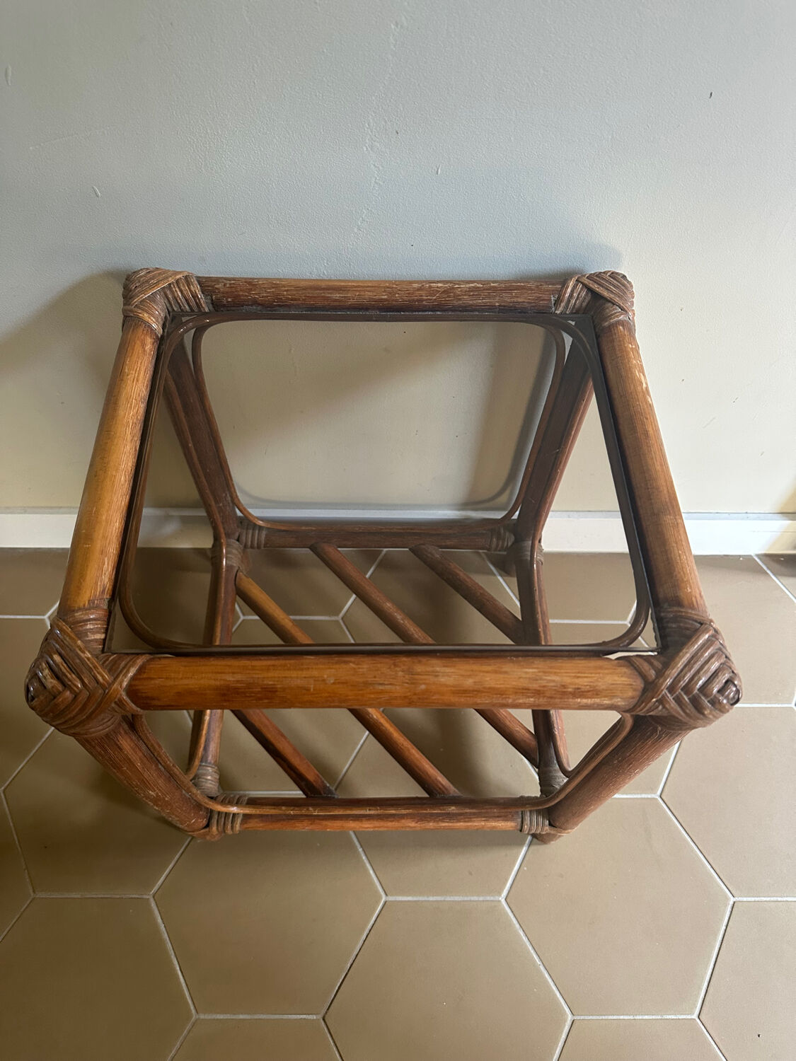 Bamboo and glass table