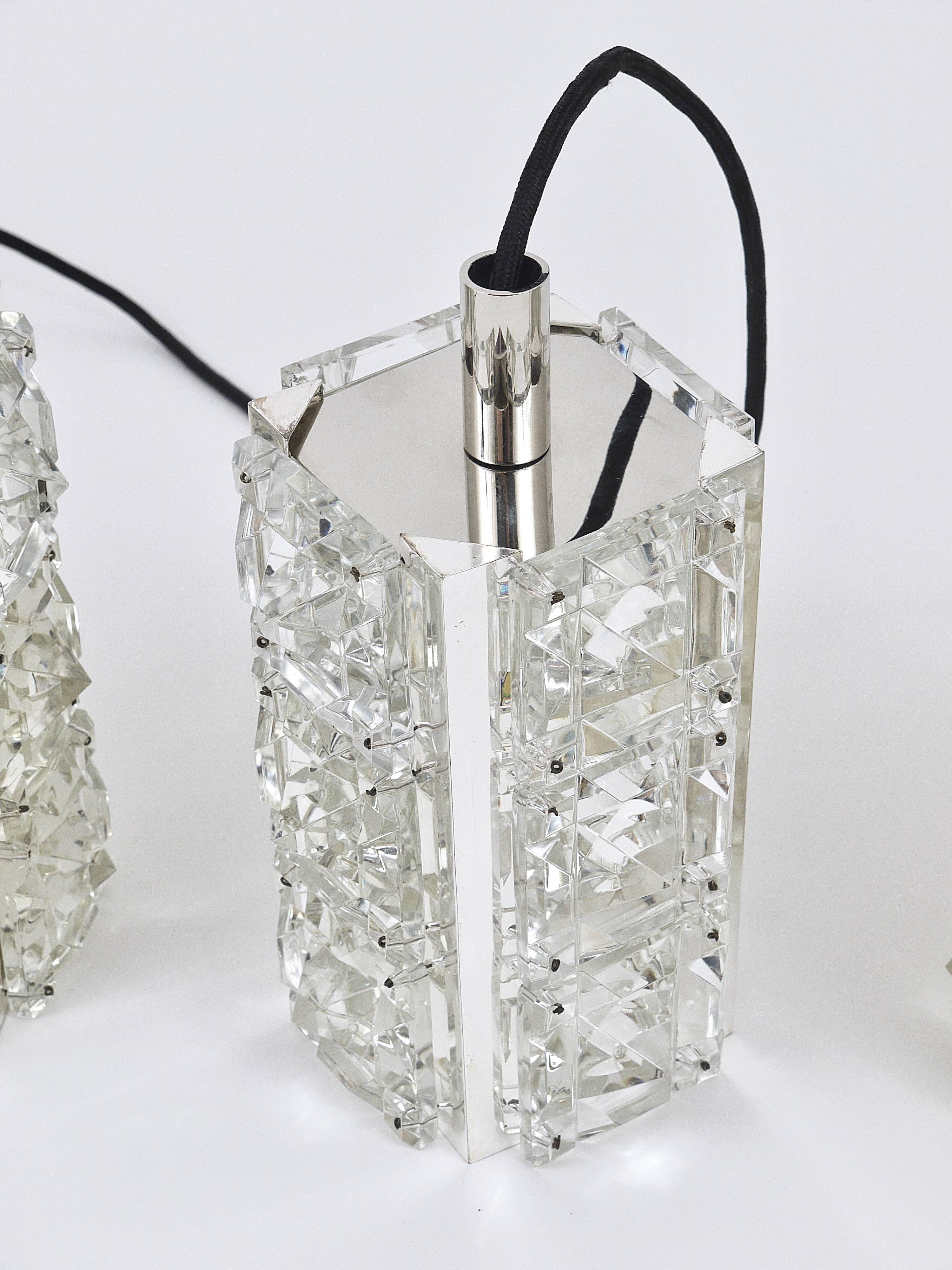 Bakalowits Vienna, up to three faceted crystal pendant lamps, Austria, 1960s