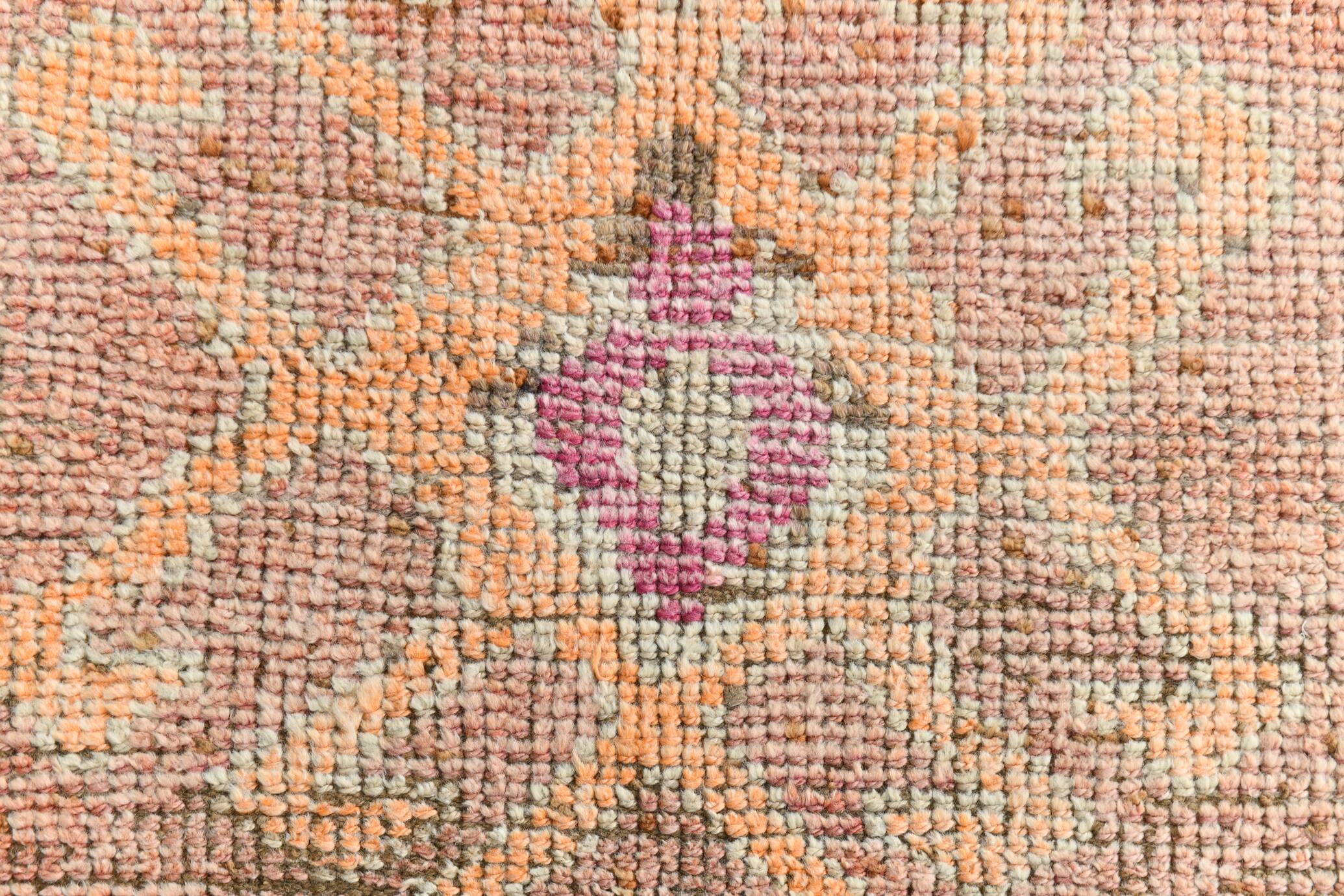 Pink & Orange Oriental Vintage Runner Rug, 101x301Cm