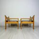 '70s set of 2 pine & canvas lounge chairs by Erik Wørts for IKEA