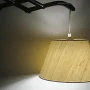 Large concertina scissor wall light in teak by Eric Hansen  Denmark 1960s