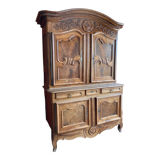 High art nouveau sideboard with 2 bodies in walnut