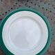 6 flat plates in white earthenware and green edging Digoin Sarreguemines vintage