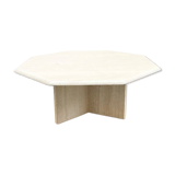 Octagonal travertine coffee table