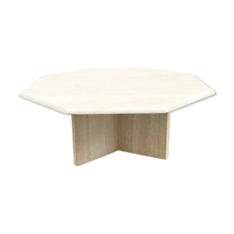 Octagonal travertine coffee table