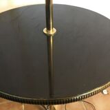 Lampadaire guéridon en laiton doré et bois en tecks design 70