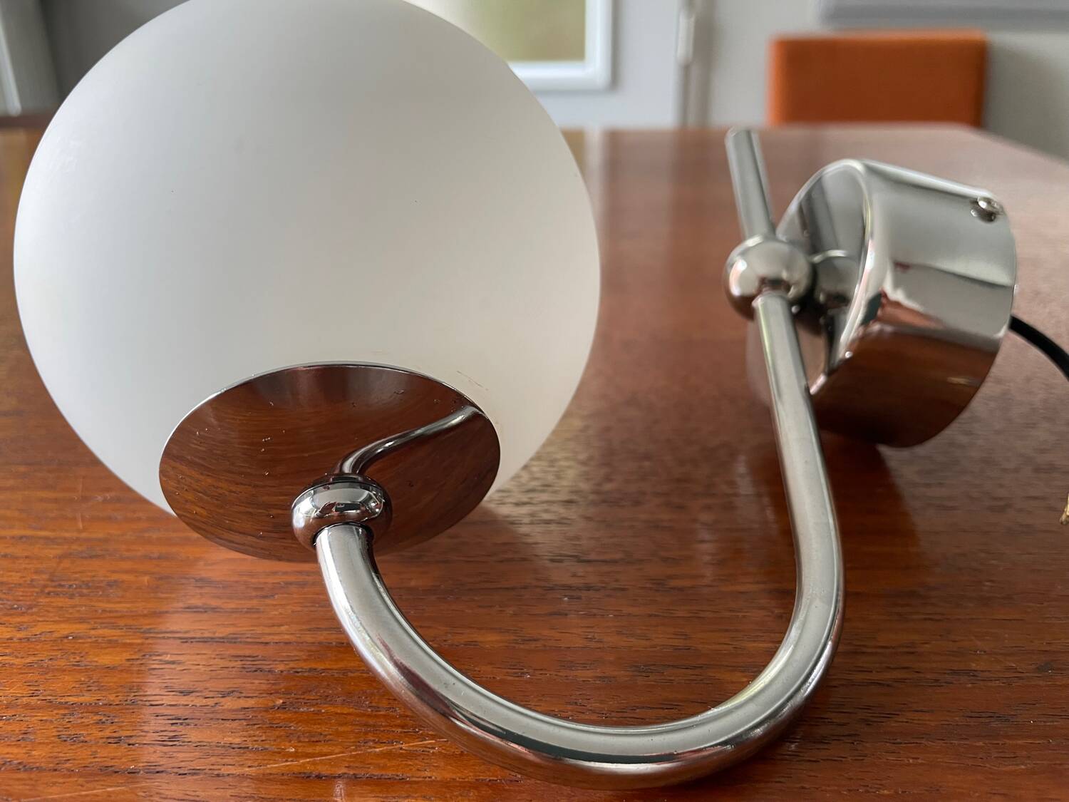 Chrome metal wall light and opaline ball