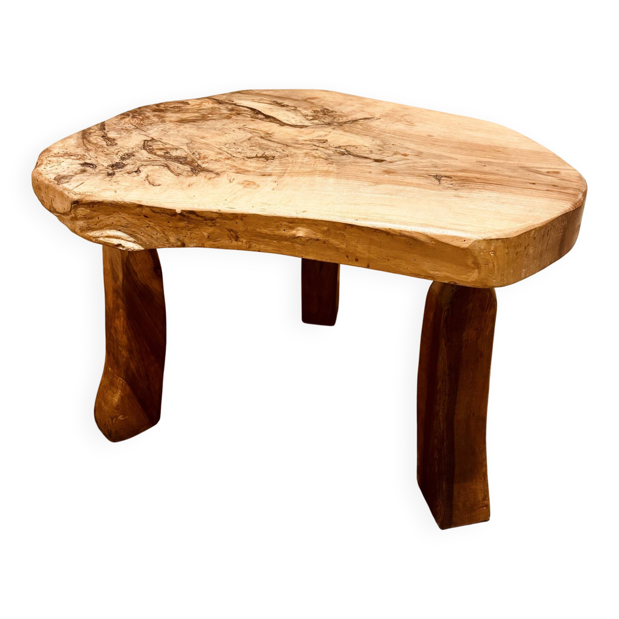 Table basse bois naturel brutaliste