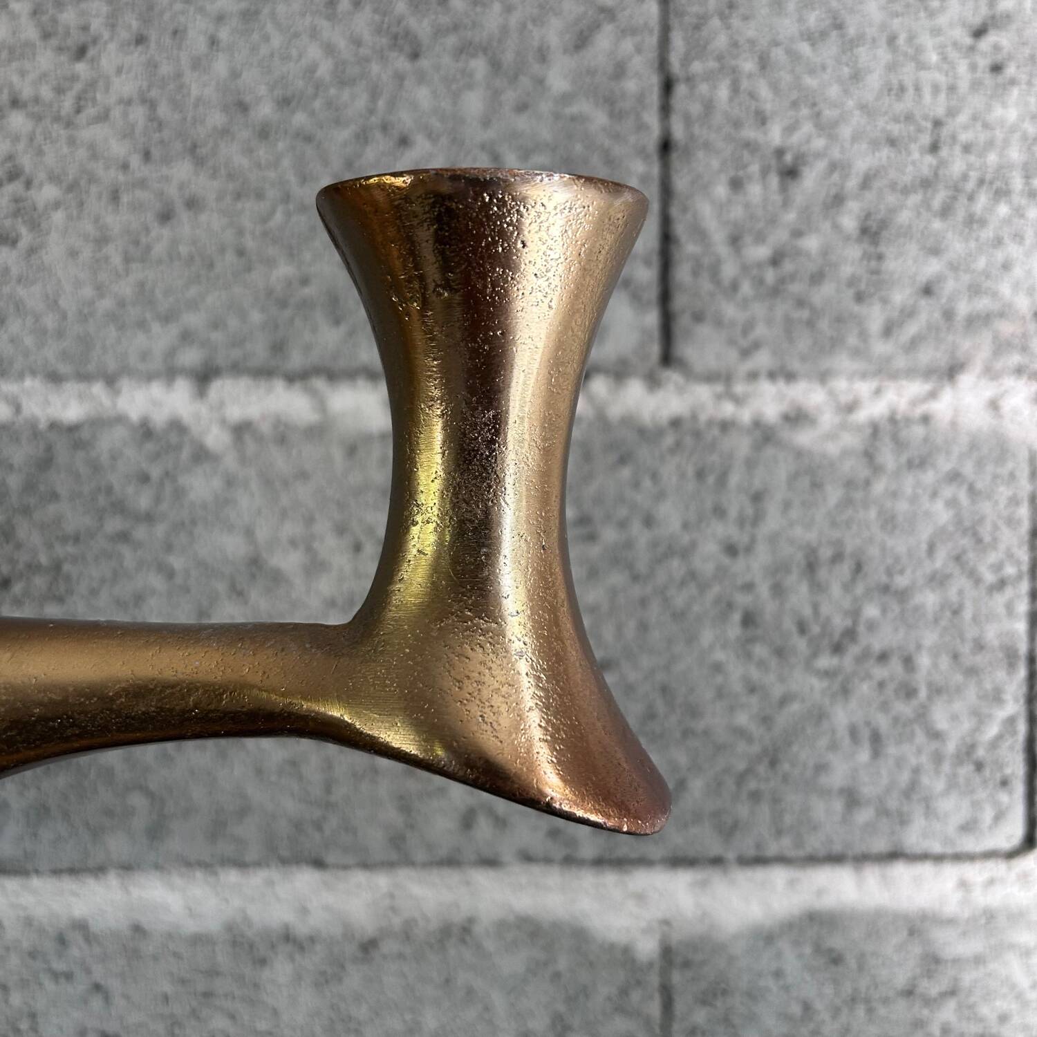 Brutalist gilt bronze candelabra