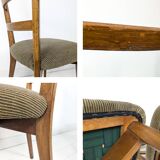 Set of 2 Vintage Chairs with Upholstered Backrest Wooden Chair Skandi Scandinavian Danish Design Stripes
