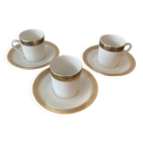 Trio of Limoges Sologne Porcelain Cups and Saucers