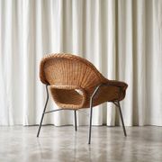 Sculptural lounge chair in rattan and metal, 1960s