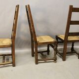Set of 6 high-backed straw chairs