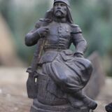 Pair of vintage fireplace andirons, anthropomorphic andirons, fireplace accessories