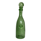 Bouteille verre bullé signée Biot carafe verte
