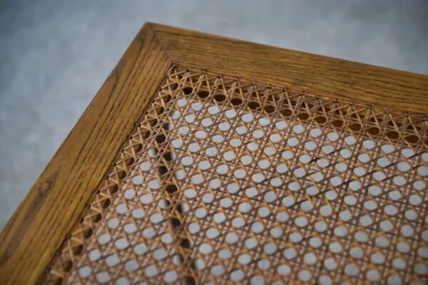 Table d’appoint en chêne et cannage 1960’s