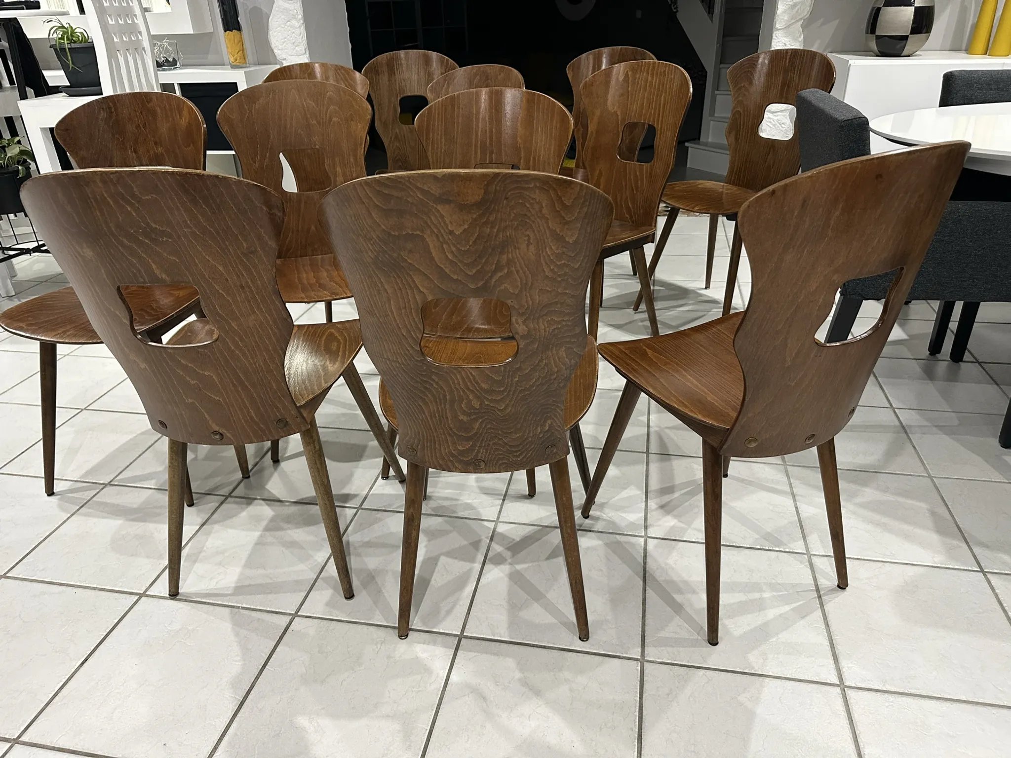 Set of 12 Baumann bistro chairs model Gentiane vintage 1970