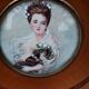 miniature painting. Young girl with dog. Signed Dallery.