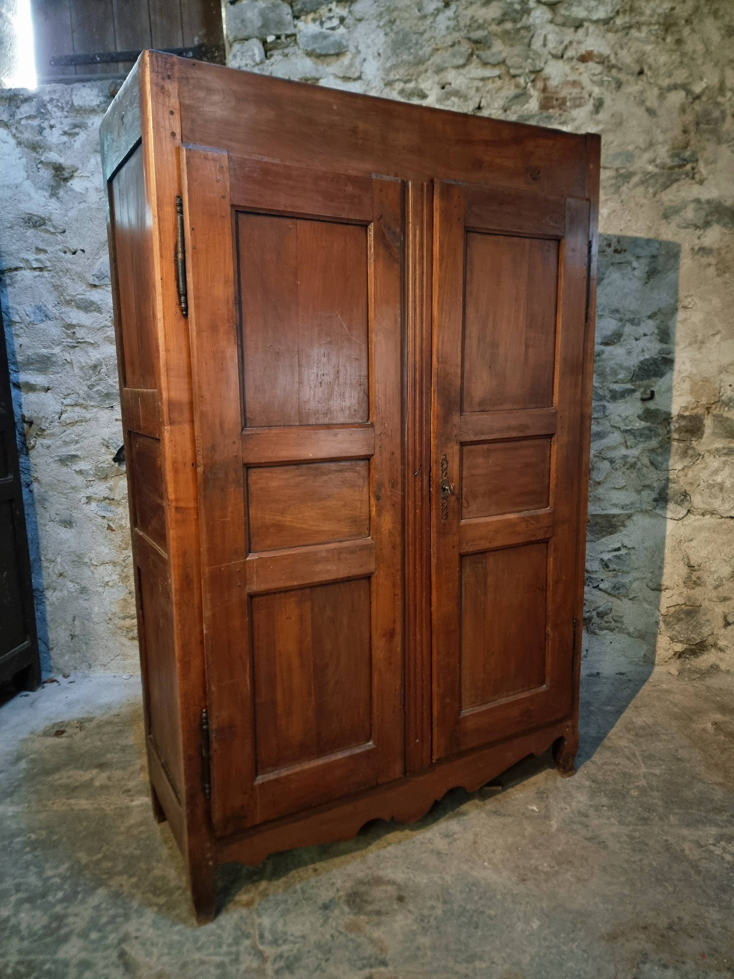18th-century French antique cherry wood wardrobe – Rustic sideboard