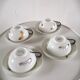 4 cups and cups in fine Limoges porcelain signed LC 60s