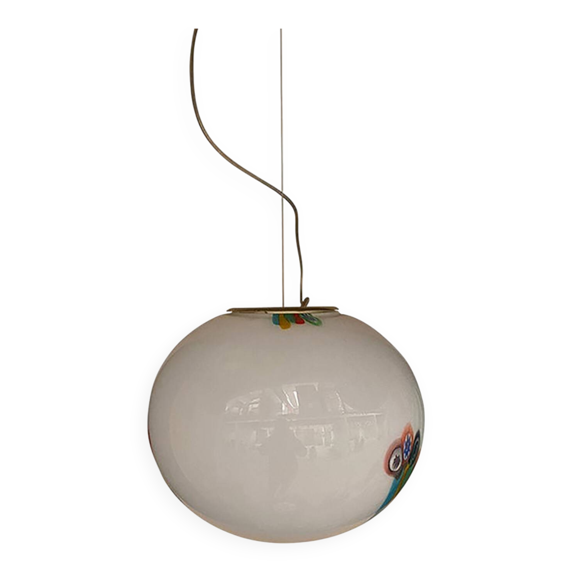 Contemporary Clear With Murrise Multicolors Pendant Italian
