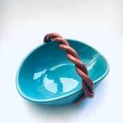 Vintage studio art pottery candy bowl by Alexandre De Wemmel, Belgium, 1950s.
