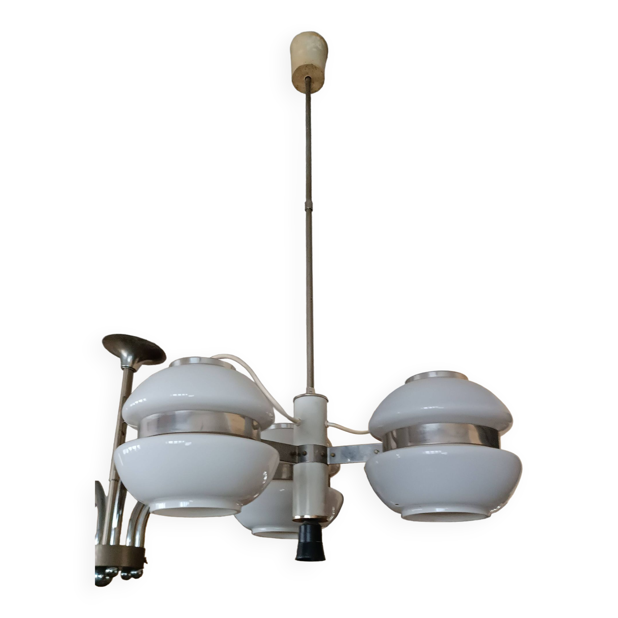 Lustre 4 lumières Gino Sarfatti pour Arteluce, vintage années 60