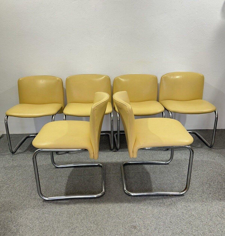 Vintage Chairs in Chrome Plated Steel, 1970s, Set of 6