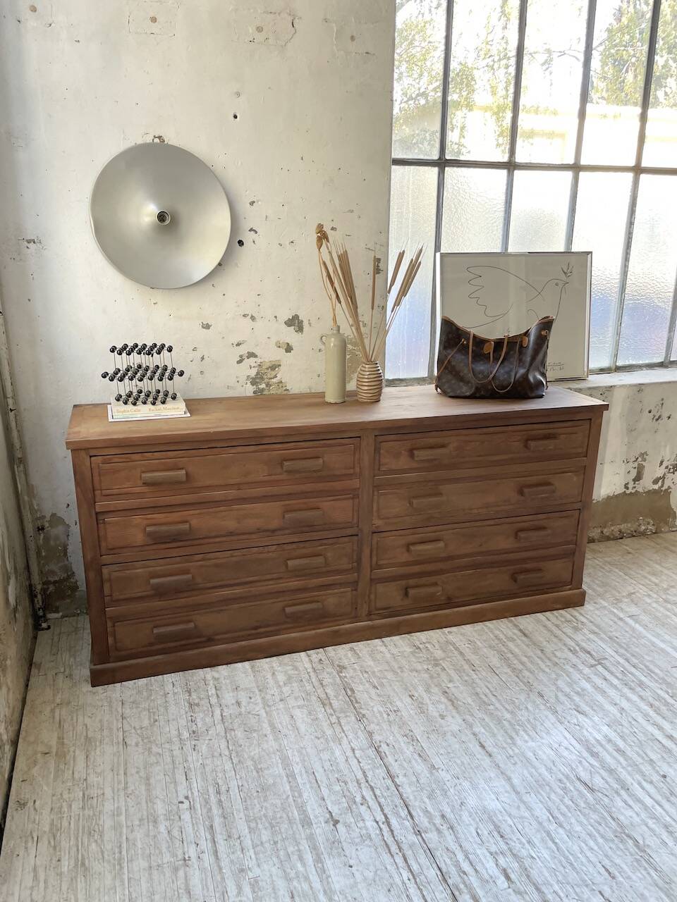 50s pitch pine haberdashery cabinet