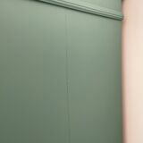 Antique solid pine wardrobe, reimagined in Celadon Green.