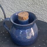 Pitcher, carafe, refreshing jug, ice cube jug, in blue glazed stoneware