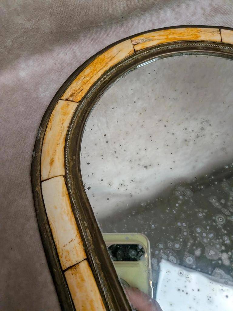 Ancient oriental brass mirror – arch shape