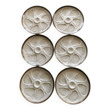 6 vintage oyster plates in barbotine
