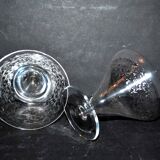 Set of 2 flared crystal glasses engraved guilloche scrolls art deco 1920 champagne cocktail cup