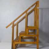 vintage wooden library staircase