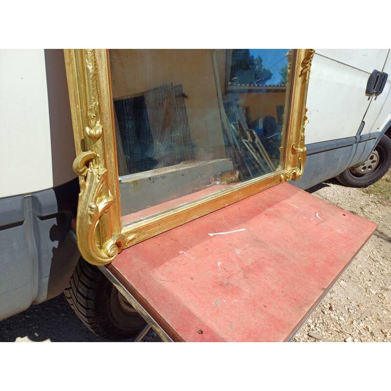 Miroir de cheminée 19ème bois et stuc doré