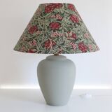 Matte ceramic floor lamp with printed trapezoidal shade