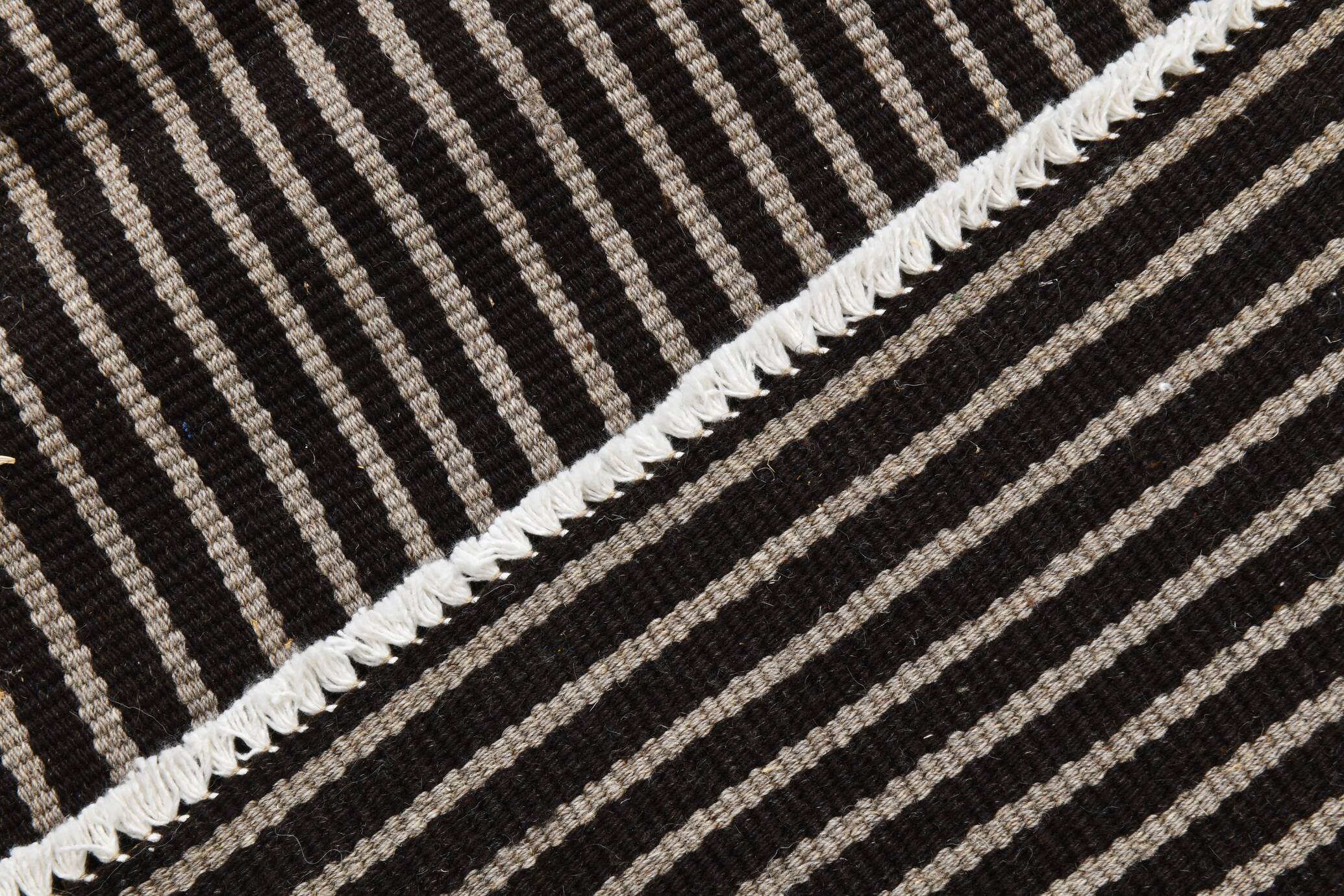 6x9 Gray & Black Striped Vintage Kilim Rug, 183x269Cm