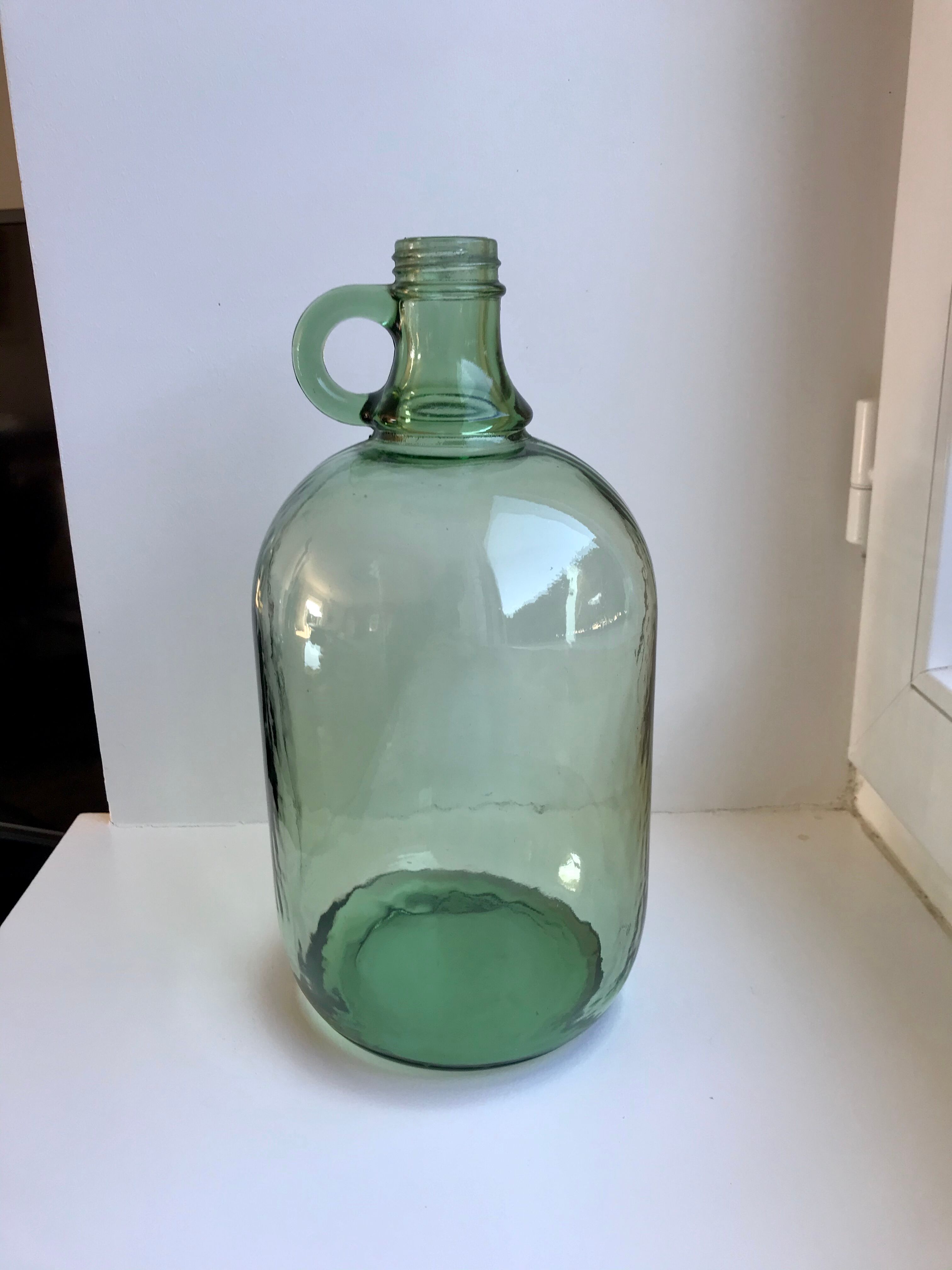 Green lady-jeanne with handle 70s