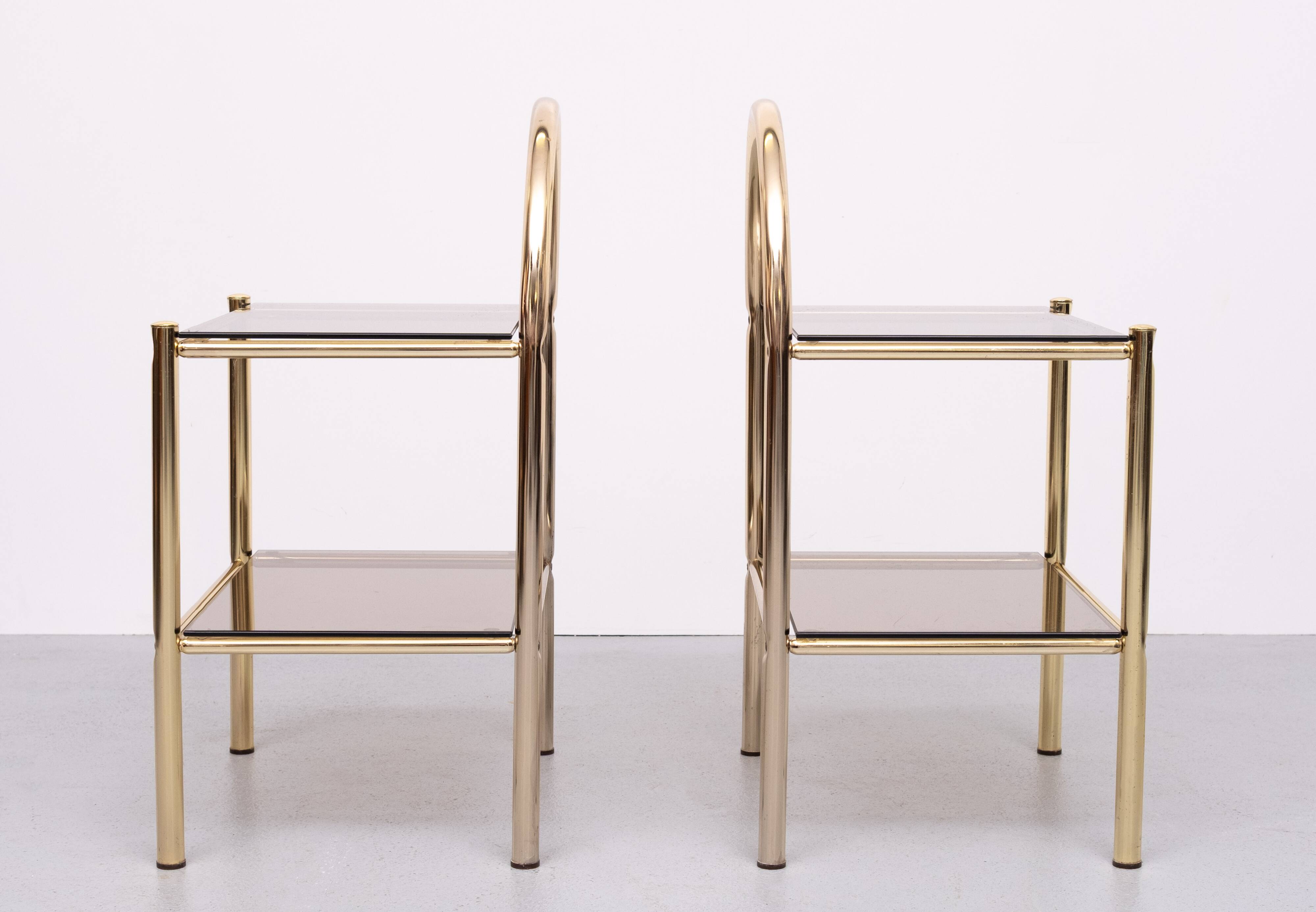 Pair brass bed side tables 1970s France