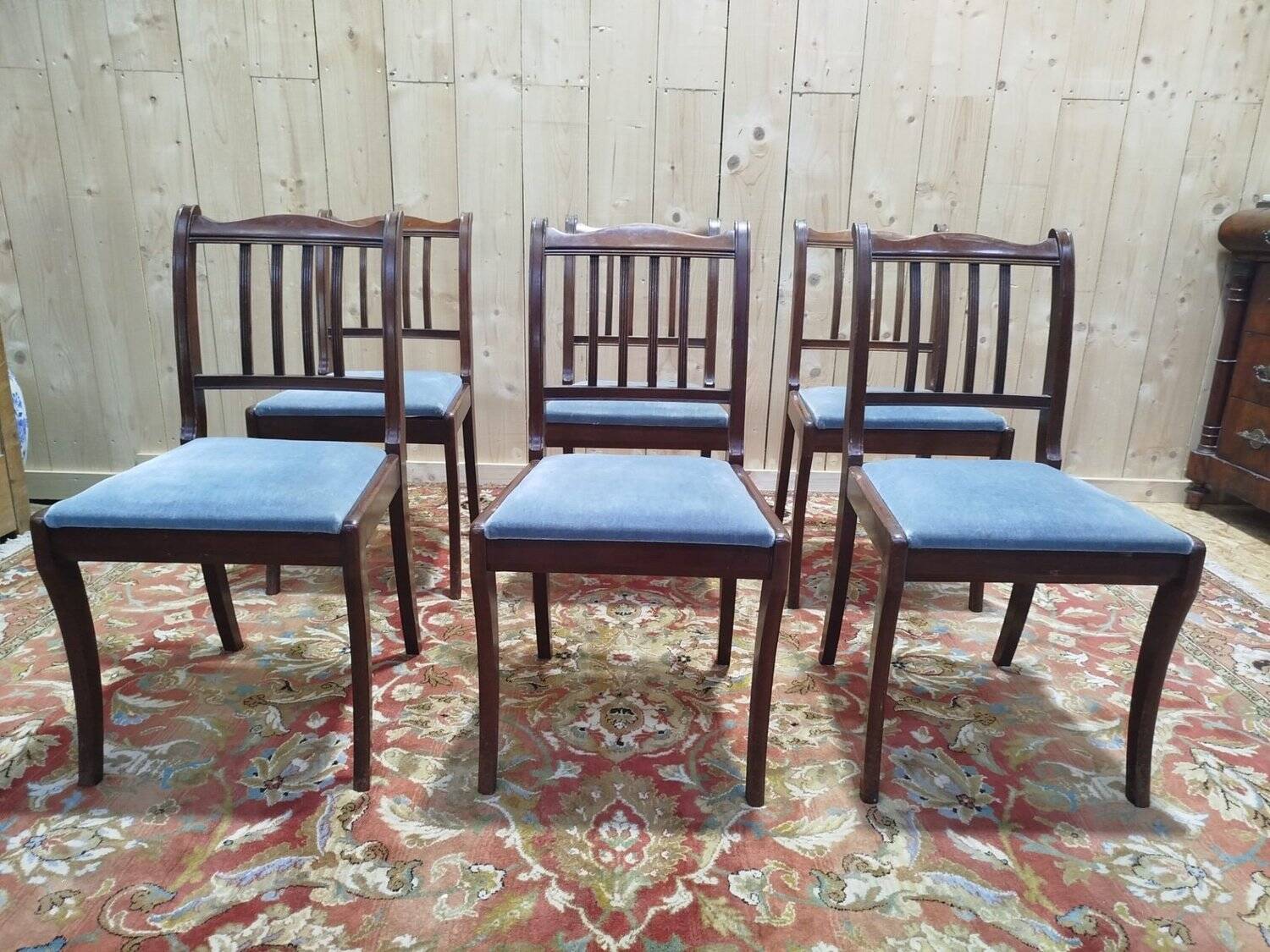 Set of 6 English chairs with barrettes