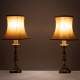 set solid Brass Gothic Revival Table Lamps 1950s