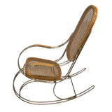Rocking-chair en bois incurvé en laiton vintage