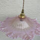 Vintage flower pendant lamp in pink glass