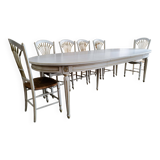 DE TONGE oval table and 6 chairs set — Solid oak, Valbonne