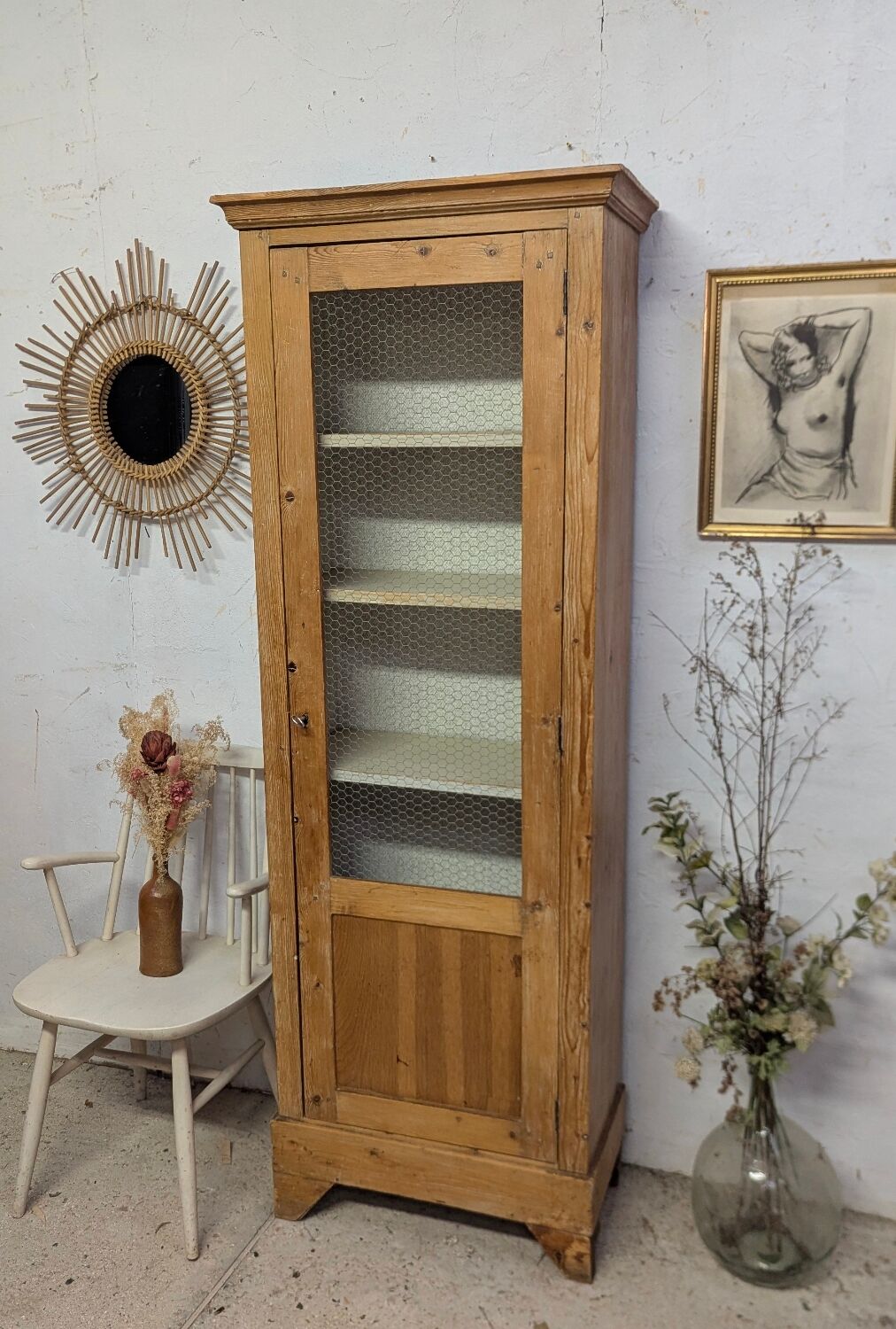 Linen cupboard library display cabinet shabby vintage patina